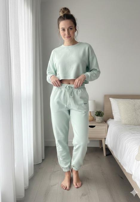 Pantaloni trening dama vatuiti interior,culoare , verde mentă,Engros